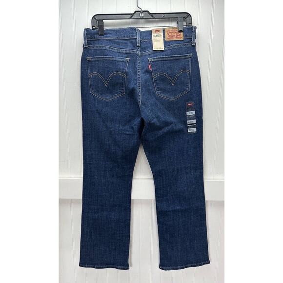 Levis Classic Bootcut Jeans Womens 10/30 Short Stretch Denim Blue Jean Dark NEW - Picture 2 of 10